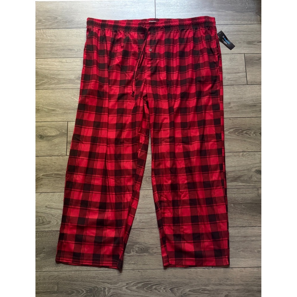 Different Touch Mens Pajama Pants Red Black Buffalo Plaid Sleep Bottoms Size 2XL